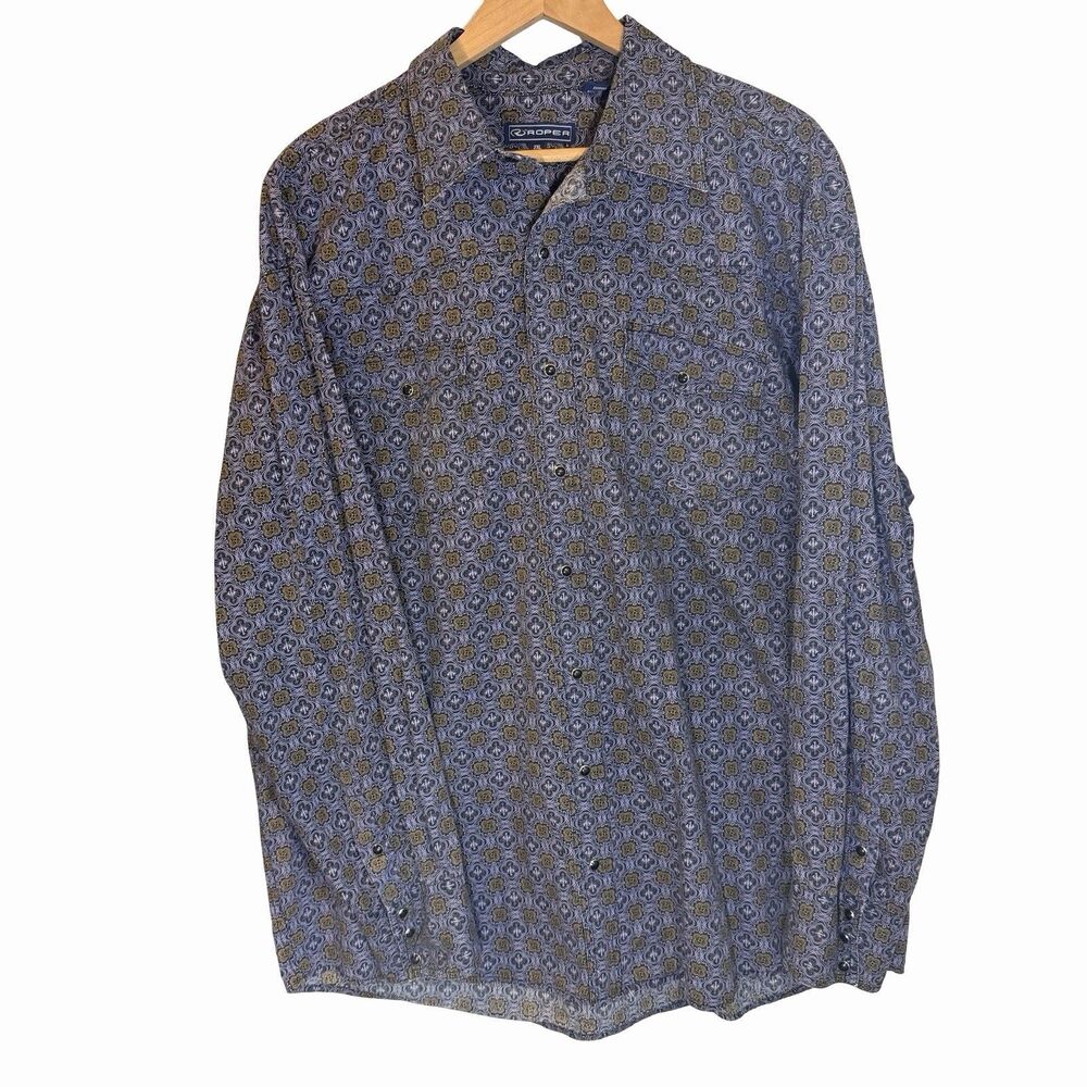 Roper Shirt Men's 2XL Phoenix Long Sleeve Black Pearl Snap Western Wear Rodeo